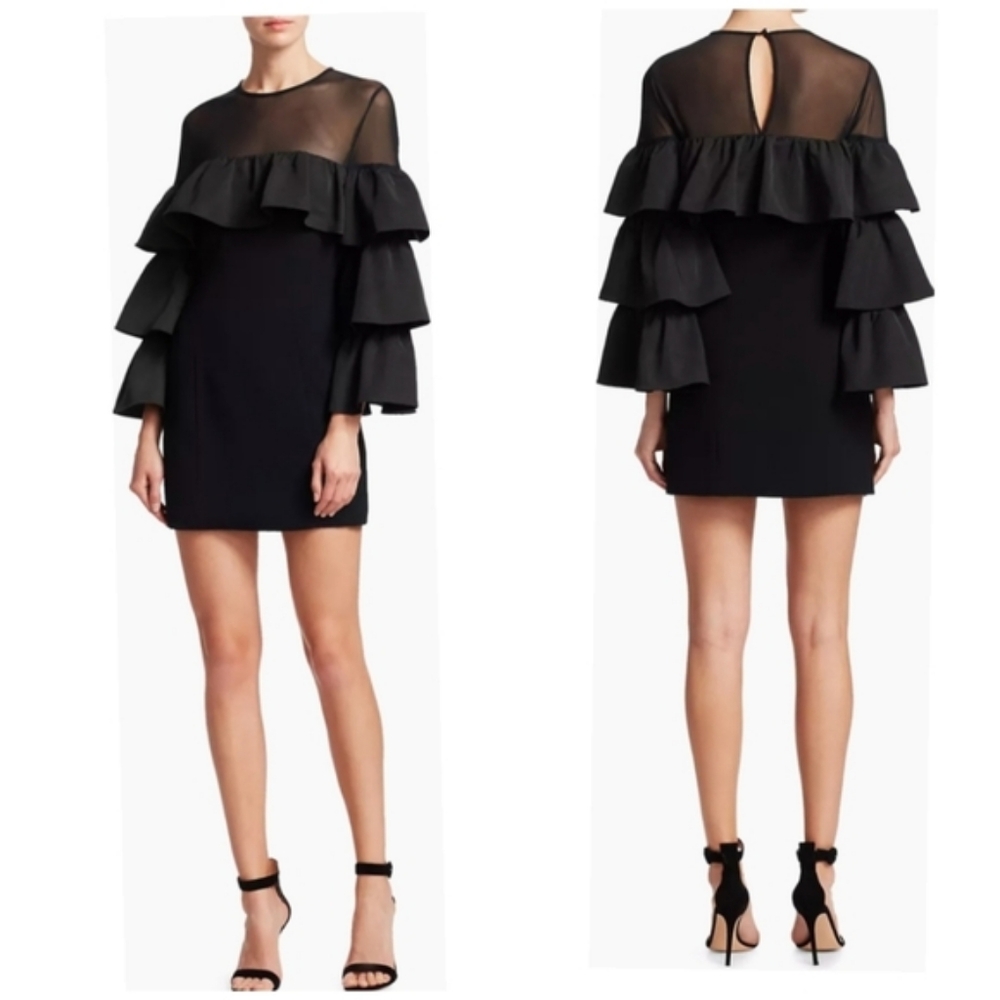 Cinq A Sept Black Valentina Tiered Ruffle Dress
